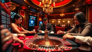 Engage with the RIKVIP roulette table experience in a vibrant casino setting.
