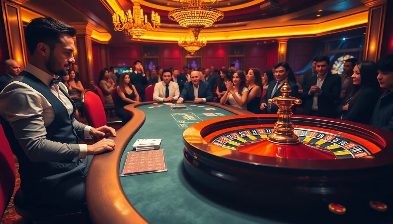 Joueurs engagés en train de stratégiser dans un jeu dynamique au meilleure casino en ligne.