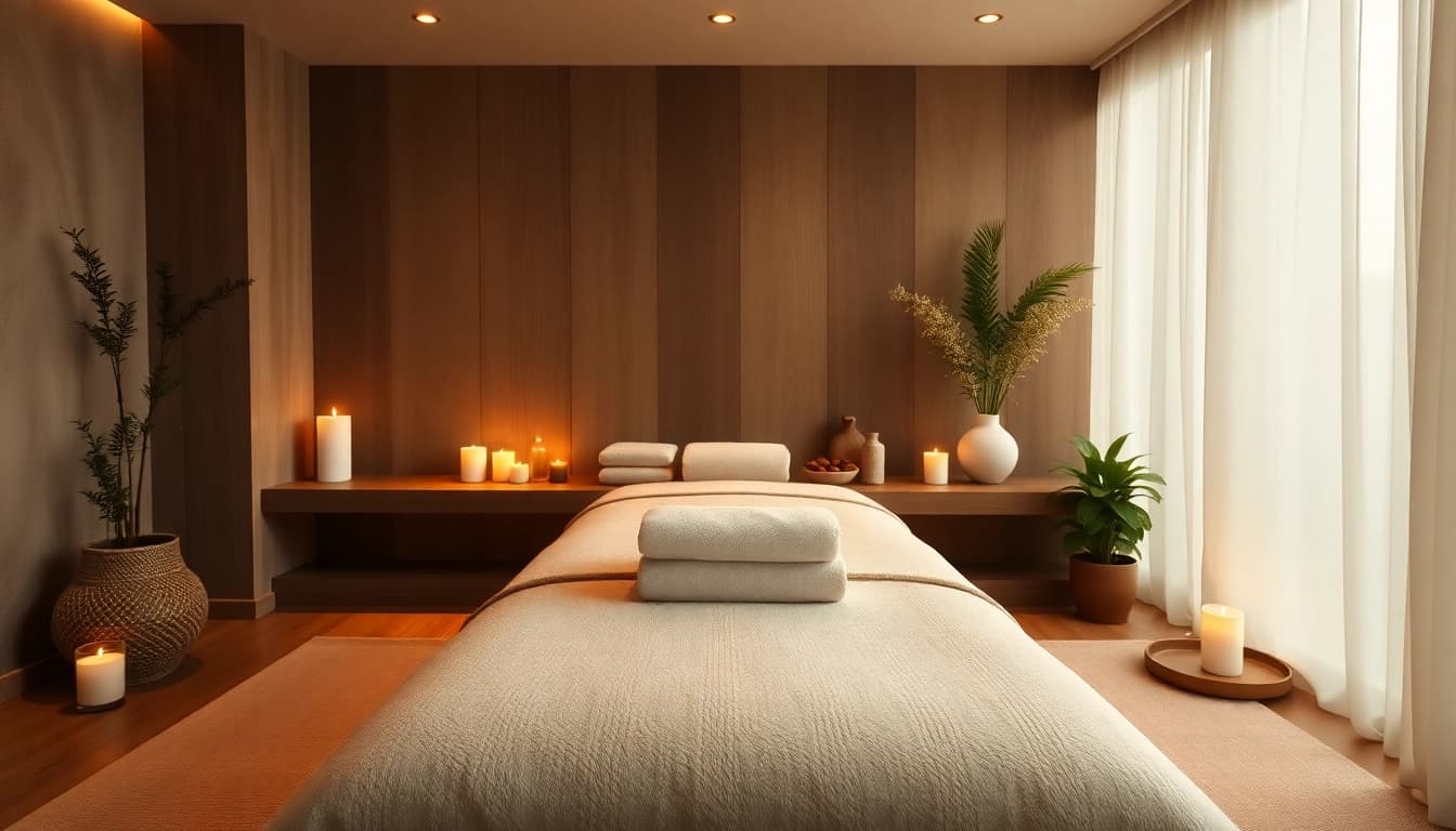 Experience serene 출장안마 atmosphere with a luxurious massage room's inviting decor.