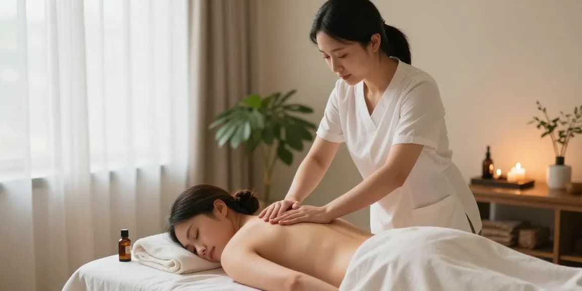 Swedish massage therapy in a serene spa room with a therapist applying soothing techniques.