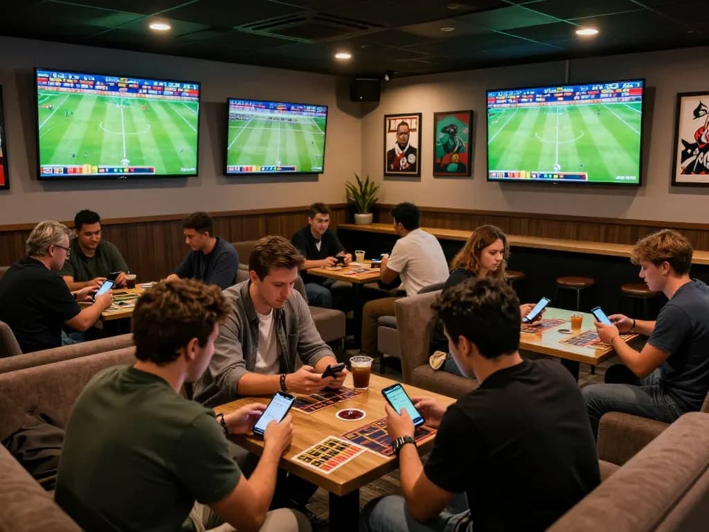 Sports bettors using the 7m platform to place strategic bets amid exciting live football matches.