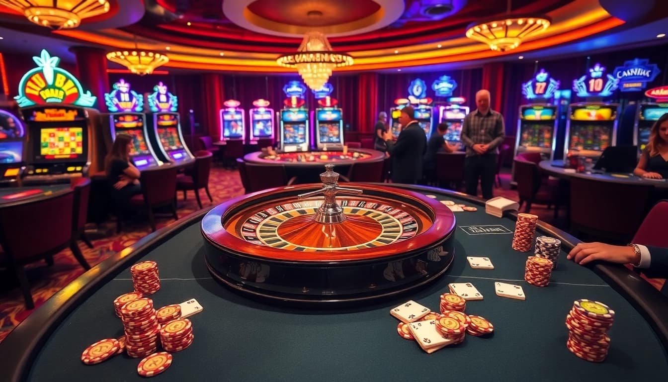 Découvrez l'excitation de la meilleure casino en ligne avec une roulette luxueuse et une table de poker.