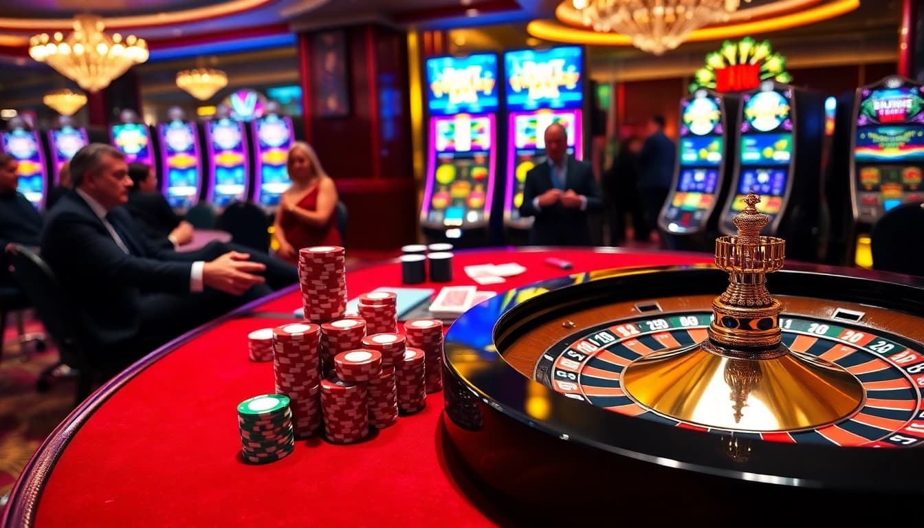 Profiter d'un jeu palpitant au meilleure casino en ligne avec des jetons de poker éclatants et une roue de roulette.