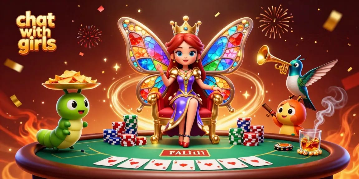 Engage in exciting chats with girls through a vibrant gambling-themed landscape.