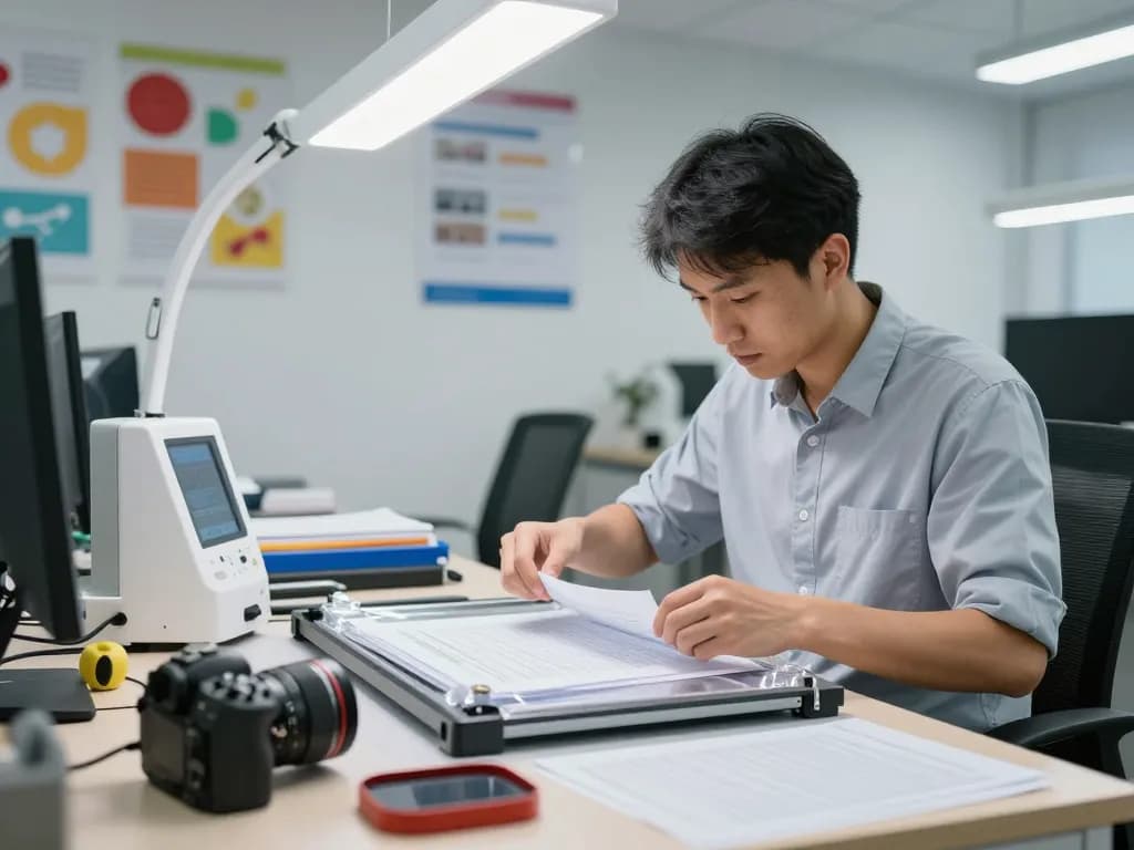 bóc giấy ép uy tín hà nội technician safely restoring documents in a modern office environment.