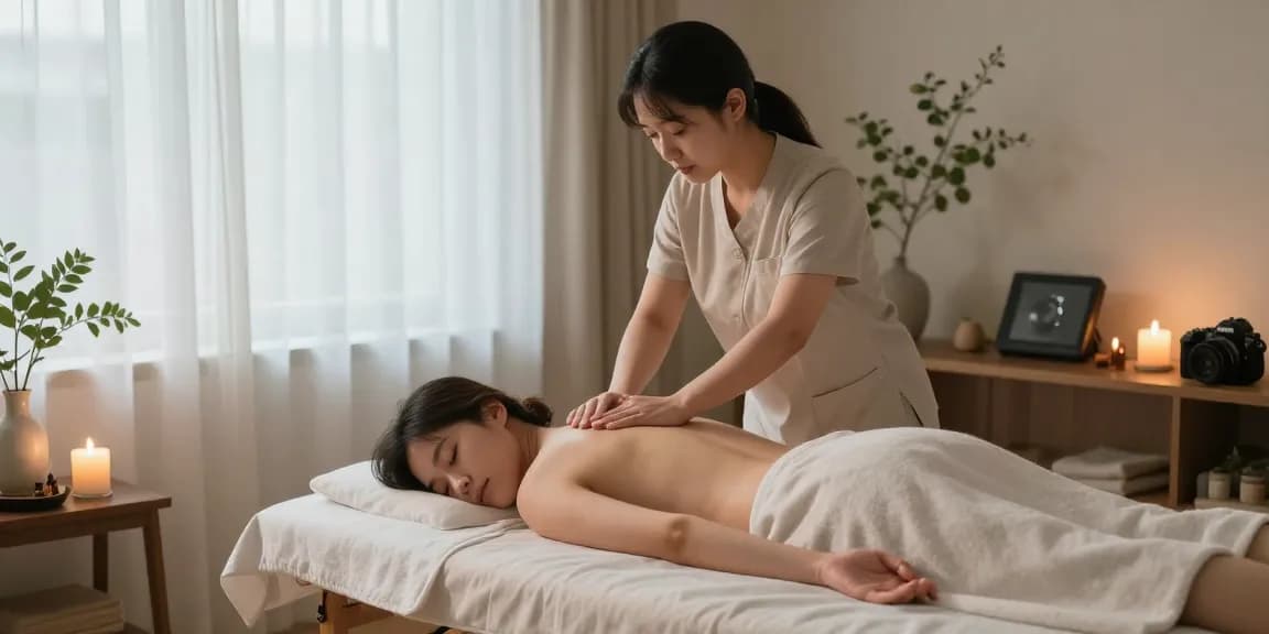 평촌출장마사지 전문 홈케어에서 고객을 편안하게 돌보는 모습