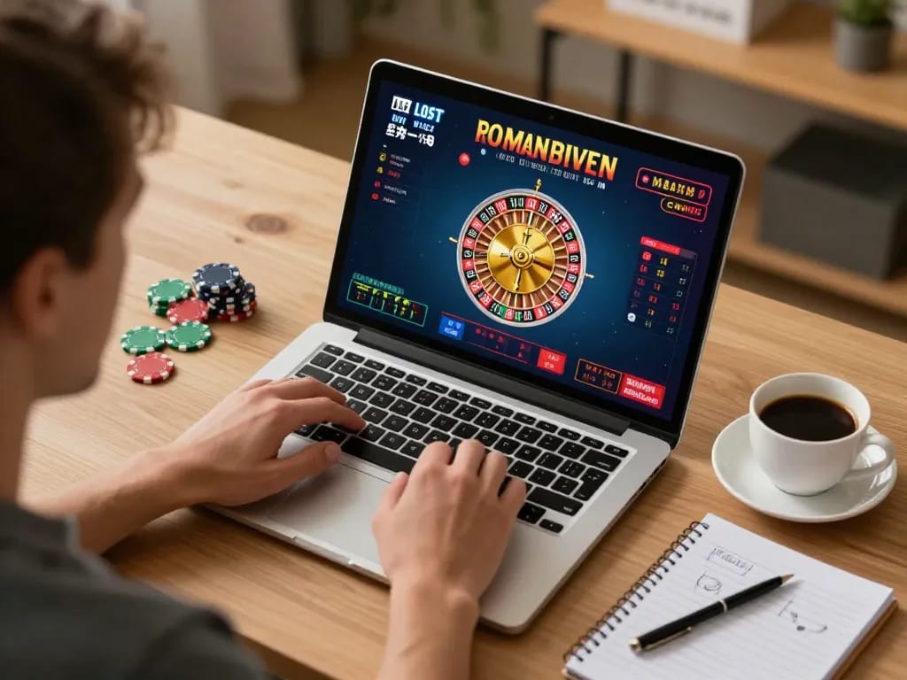 Casino non aams per italiani player engaging in an online roulette game from home, highlighting a strategic gaming session.