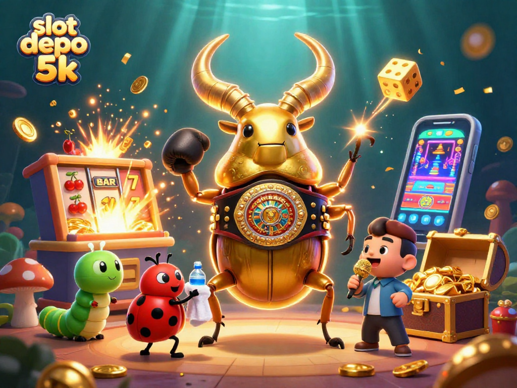 Experience the thrill of slot depo 5k with dynamic casino elements and vibrant characters showcasing excitement and jackpots.