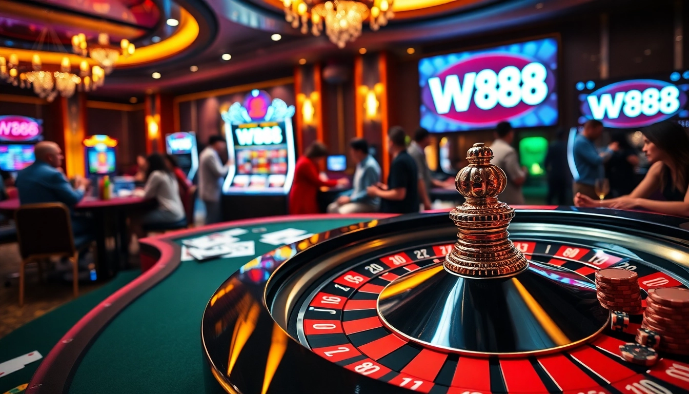 Experience the thrill of casino gaming at ww88 with vibrant tables and exciting roulette wheels.