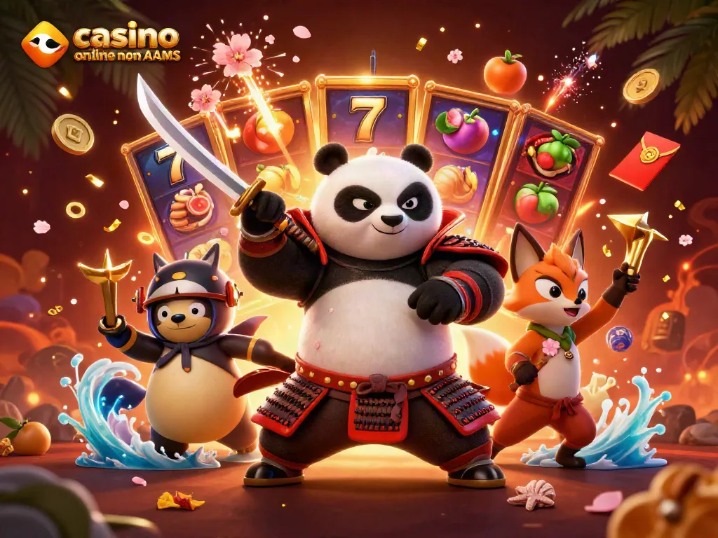 Gioca ai casinò online non AAMS con l'energia del panda samurai e il ninja volpe tra simboli e colori vivaci.