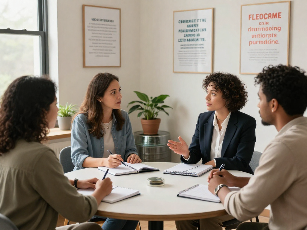 Coaching session where a couple seeks guidance on crush on relationship dynamics, fostering communication and connection.