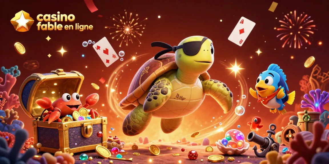 Gagnez au casino fiable en ligne avec une tortue pirate et un crabe hermite sur un trésor sous-marin.