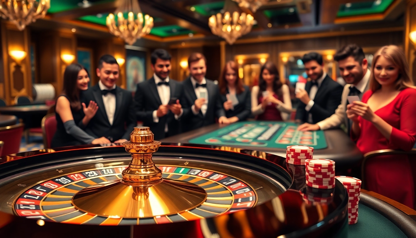 Vivez l'excitation du meilleure casino en ligne avec des joueurs à une table de blackjack luxueuse.