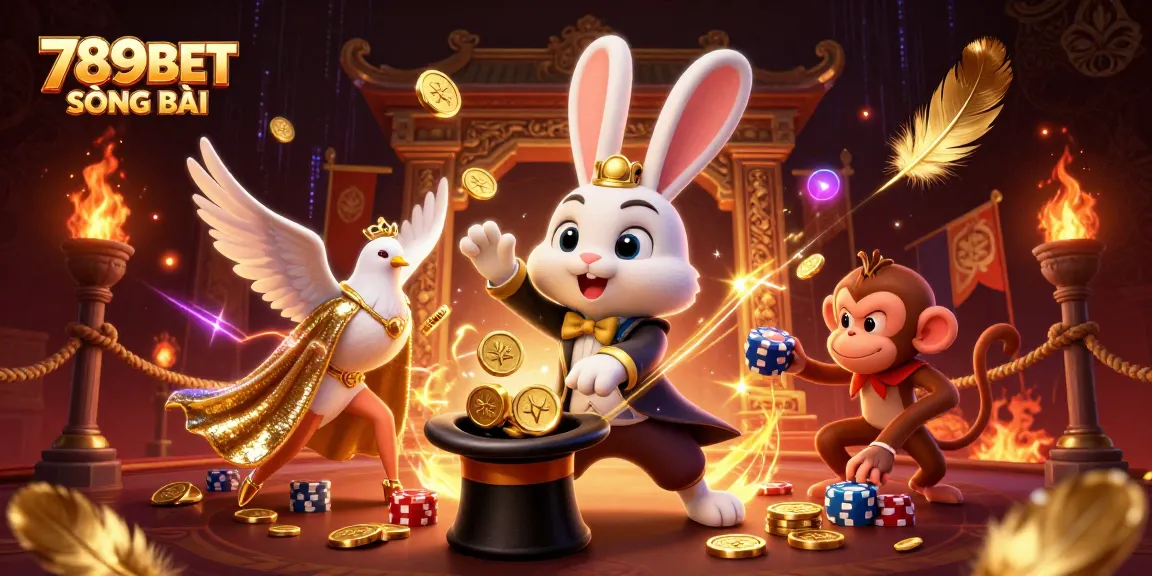 Win big at 789BET SÒNG BÀI with a magical scene of a cartoon magician and a dove.