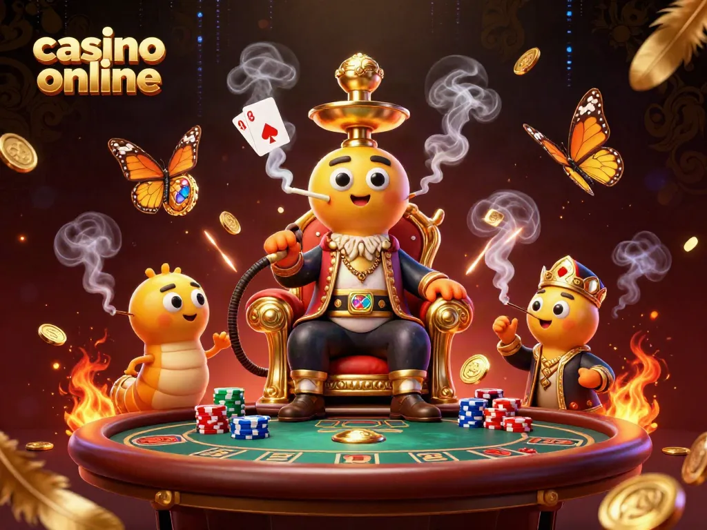 Juega al casino online mientras disfrutas de una escena vibrante con un maestro hookah en un ambiente de póker.