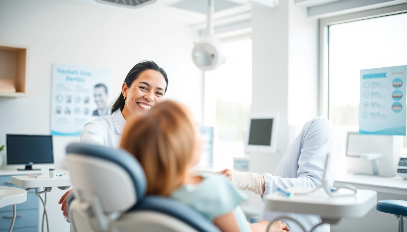 Orthodontist near by me welcoming a patient in a bright, modern dental clinic.