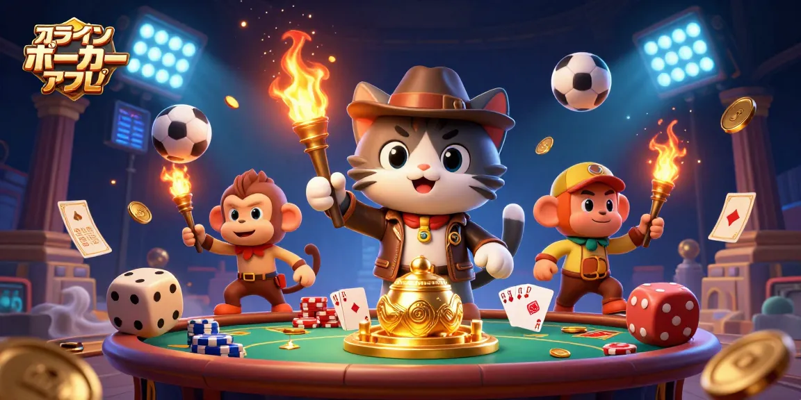 オンラインポーカーアプリでチップを賭けるキャラクターたちが見せる興奮の瞬間