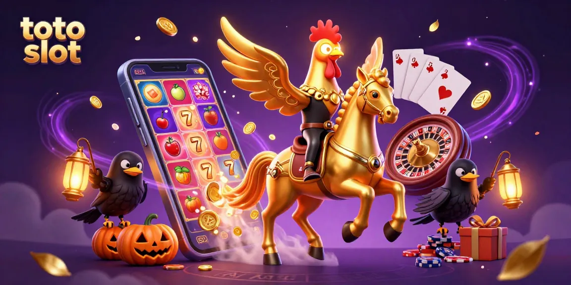 Spin to win with the vibrant toto slot, featuring a golden rooster in a magical casino!