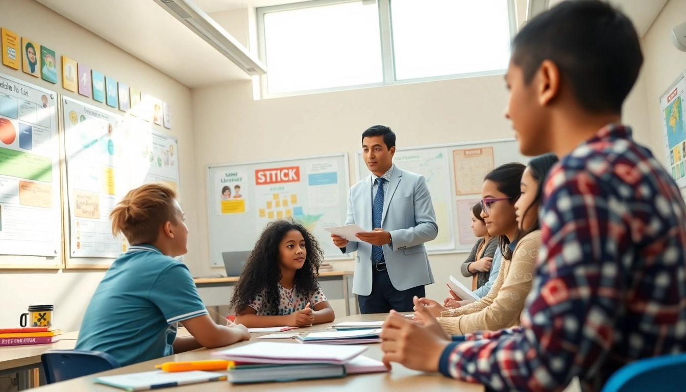 Engaged classroom scene illustrating Education with diverse students learning collaboratively.