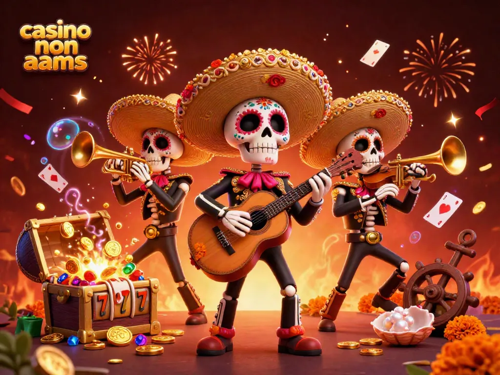 Vivi il mondo dei casino non AAMS con l'energia di una band mariachi e simboli di gioco simbolici.
