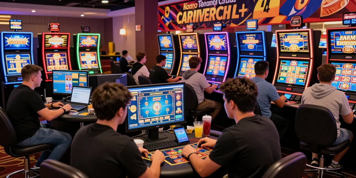 Exciting scene at online casinos that accept credit cards, players enjoying games with vibrant displays and promotional bonuses.