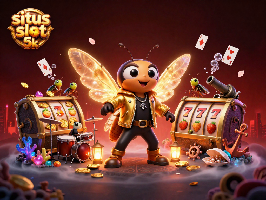 Experience the excitement of situs slot 5k with vibrant 3D casino elements and characters.