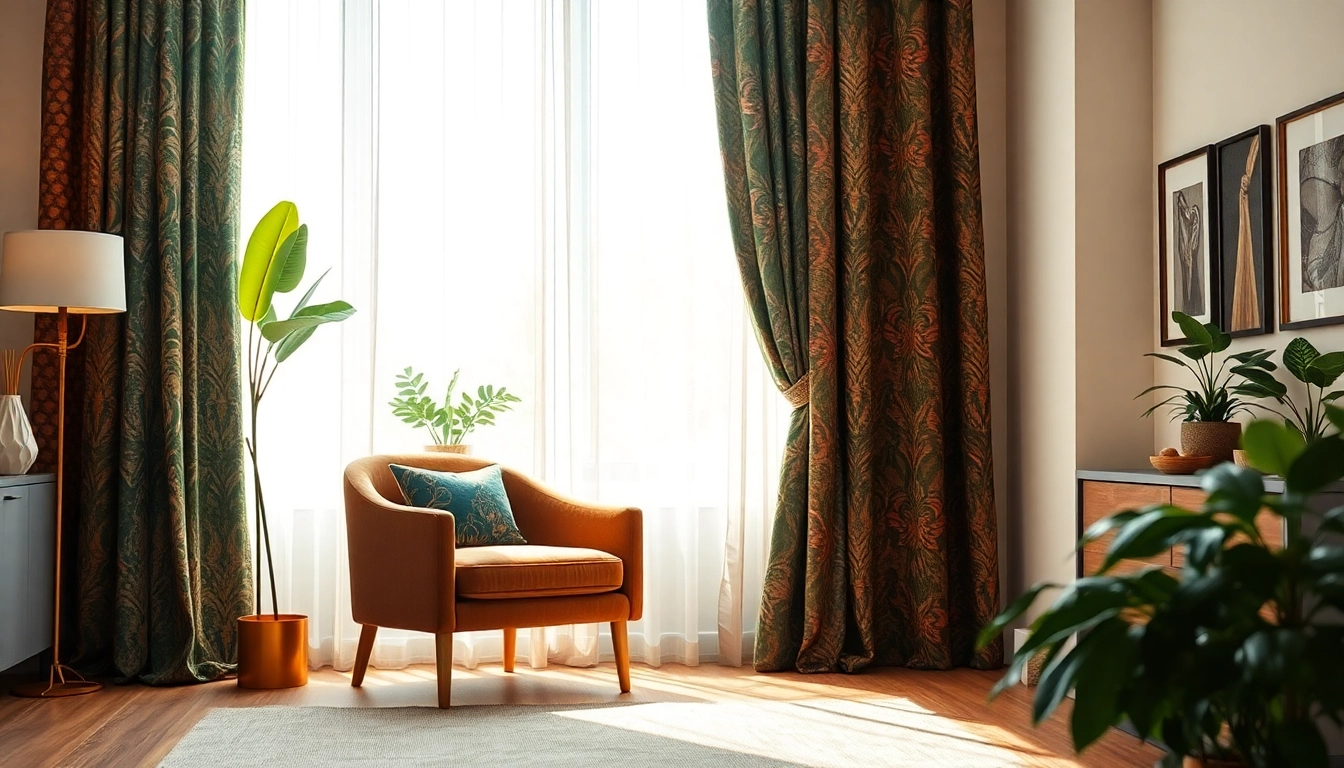 Elegantly draped decoratieve stof enhances a cozy room atmosphere with vibrant colors.