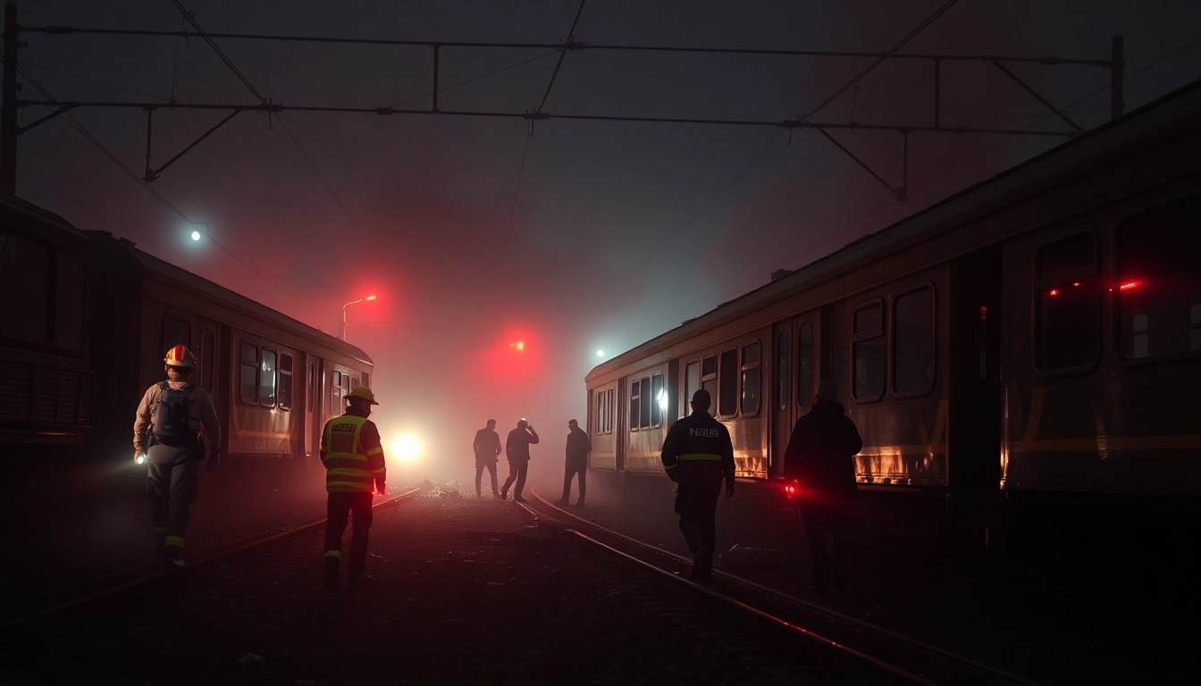 Emergency responders attend to the scene of the spain train crash, highlighting urgency and action.