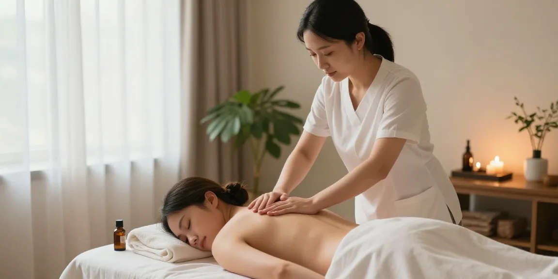 Swedish massage therapy in a serene spa room with a therapist applying soothing techniques.
