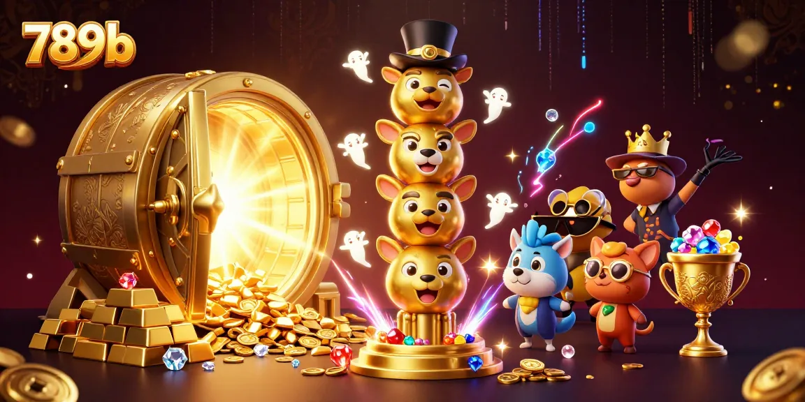 Spin on 789b's vibrant casino scene featuring a golden totem, gems, and treasure.