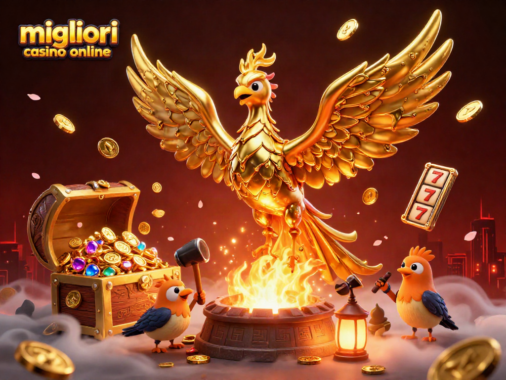 Scopri i migliori casino online con un'immagine vibrante di un falco fiammeggiante che esplode in monete dorate.