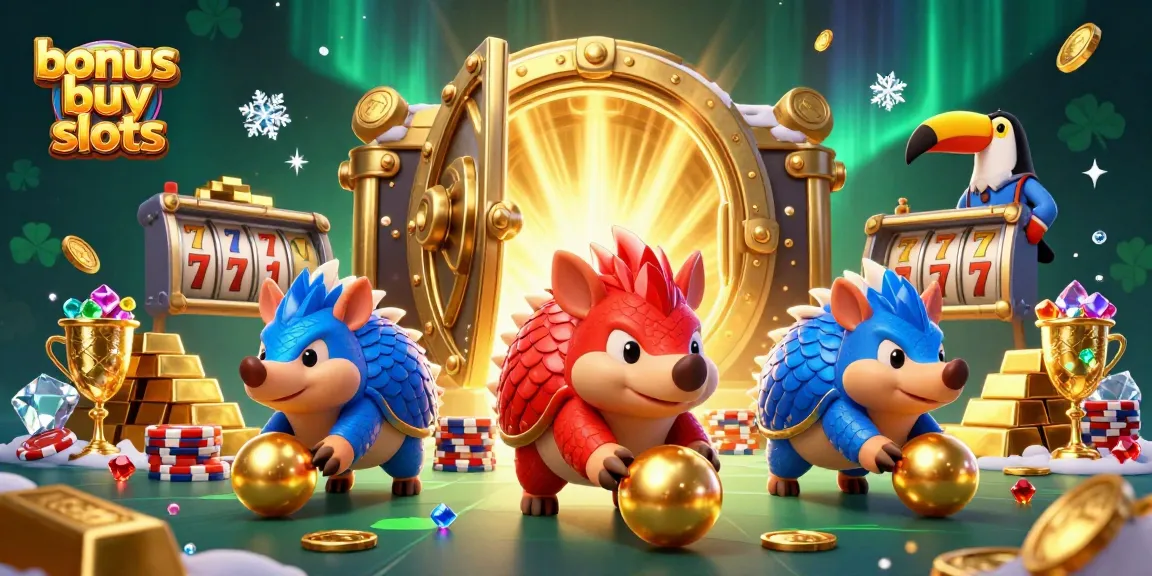 Experience exciting bonus buy slots with vibrant pangolins in a rich casino atmosphere.