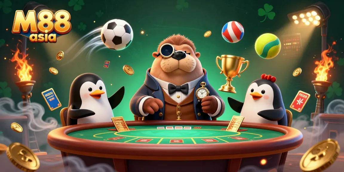 Experience thrilling gameplay at M88 asia with a captivating scene of underwater poker and sports betting.