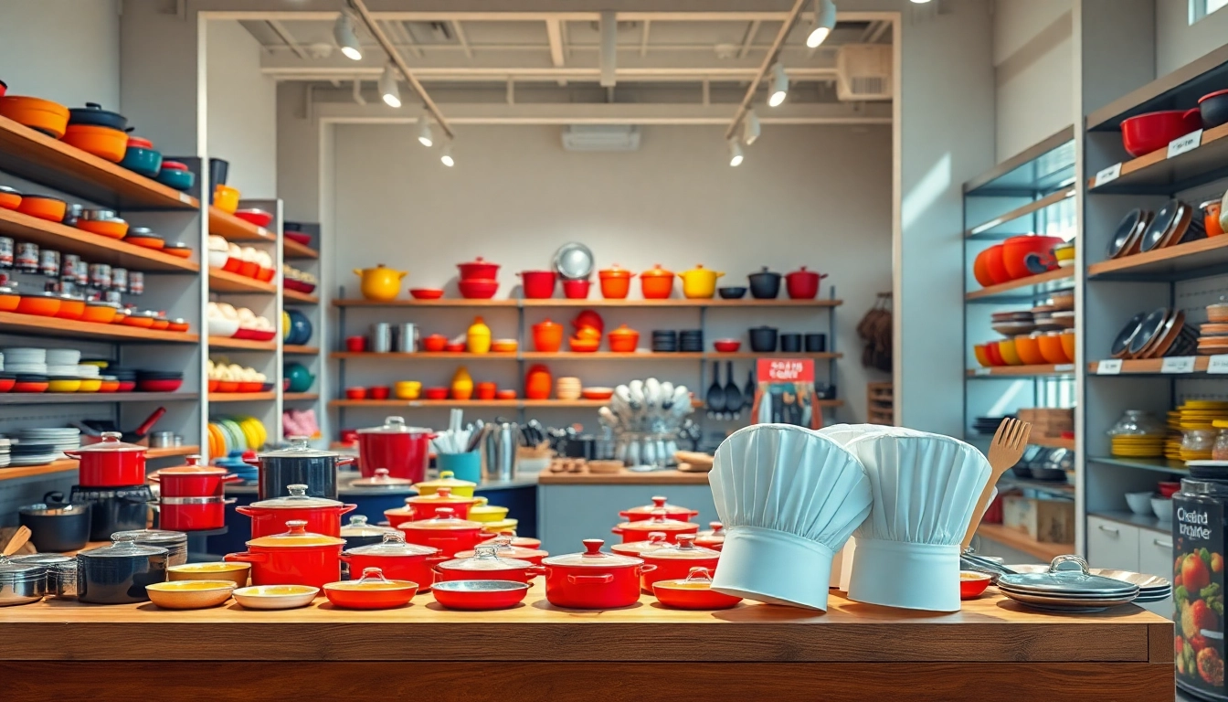 Shop vibrant cookware in this stylish cookware shop Auckland featuring vibrant displays.