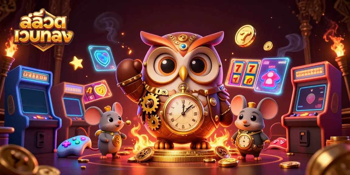 Experience the thrill of สล็อตเว็บตรง with a vibrant 3D illustration showcasing iconic casino elements.