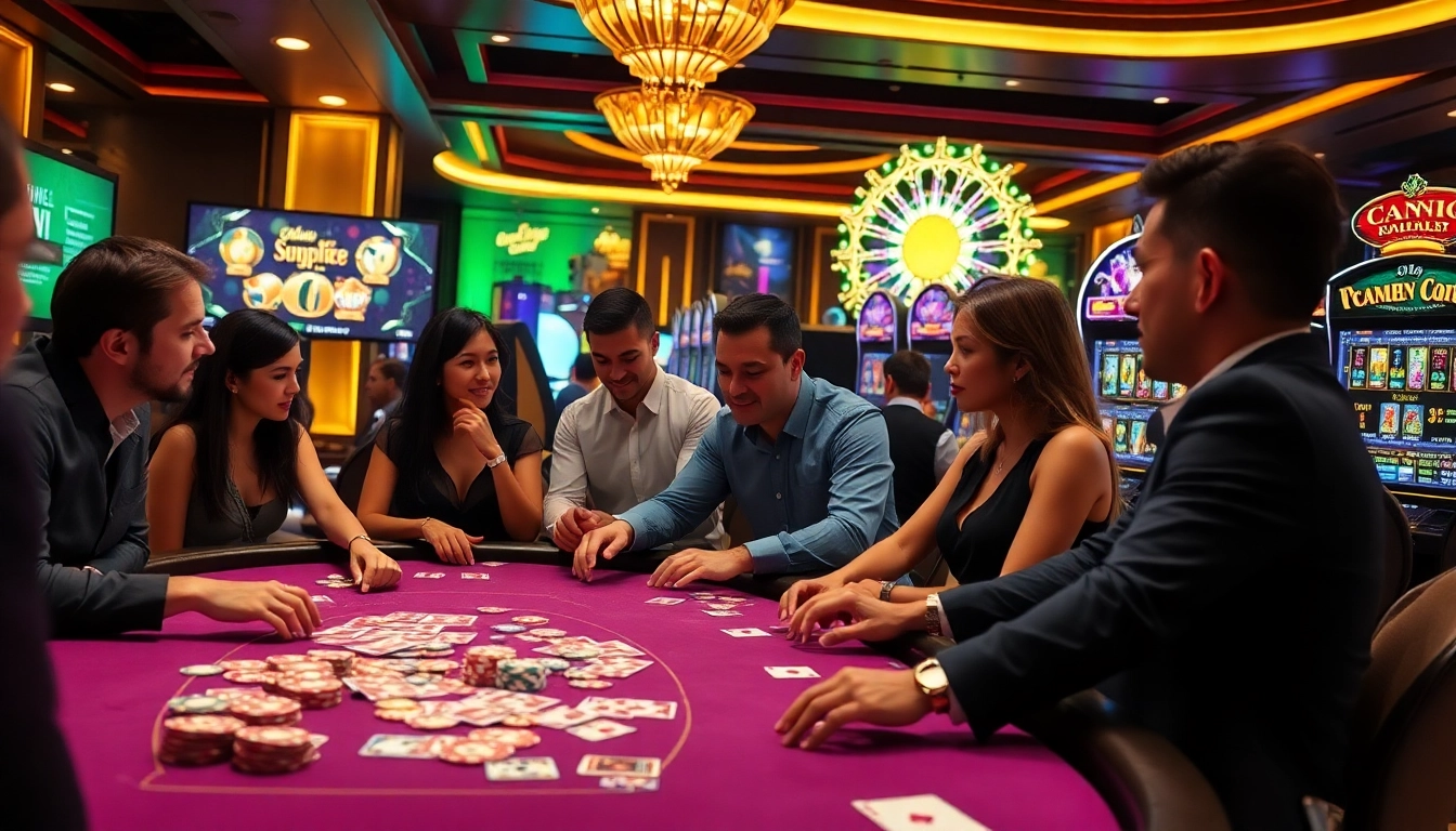 Experience the excitement of gambling at 555win com with vibrant casino visuals featuring poker chips and dynamic slot machines.