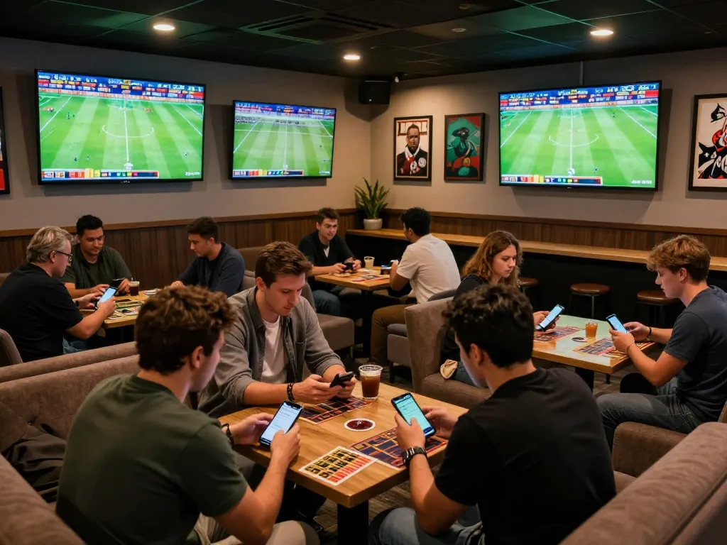 Sports bettors using the 7m platform to place strategic bets amid exciting live football matches.
