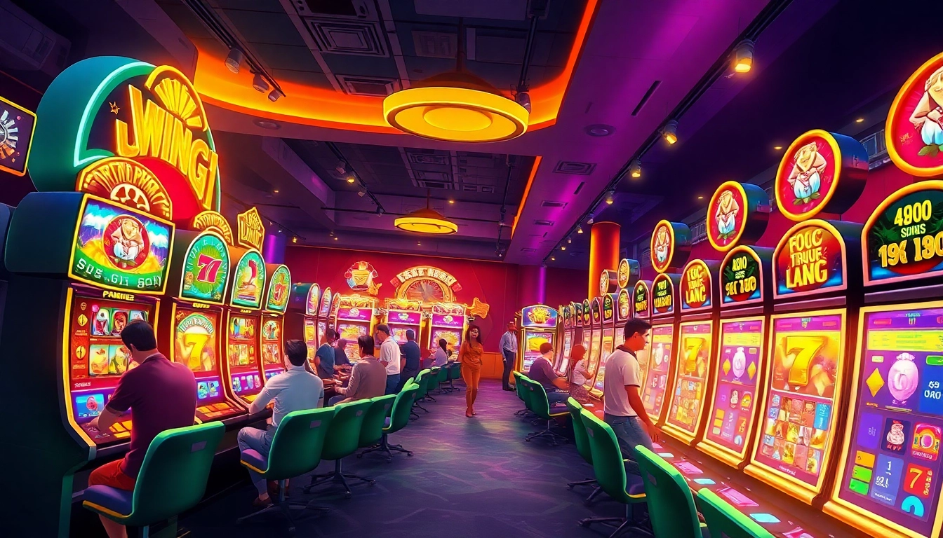 Situs kode4d interactive gaming environment with vibrant slot machines and an engaging atmosphere.