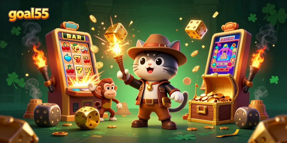 Menang di goal55 saat 3D kartun kucing penjelajah menemukan artefak kasino emas.