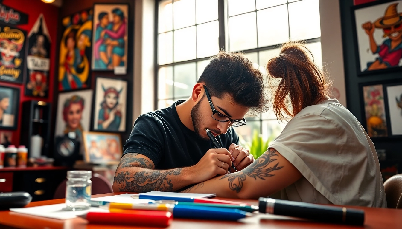 Creating an exceptional tattoo at entrelagostattooartgallery.com, showcasing artistry and creativity.