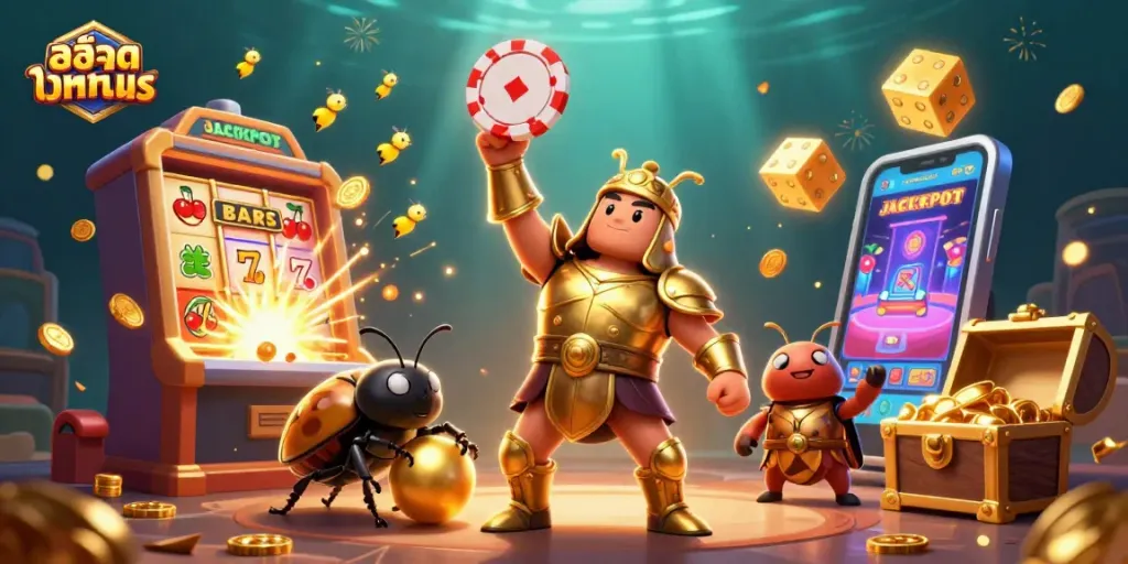 เล่นสล็อตทดลองในฉากต้อนรับกับการชนะรางวัลใหญ่ JACKPOT