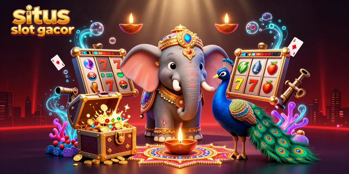 Spin and win with situs slot gacor, featuring colorful slots, coins, and festive elements.