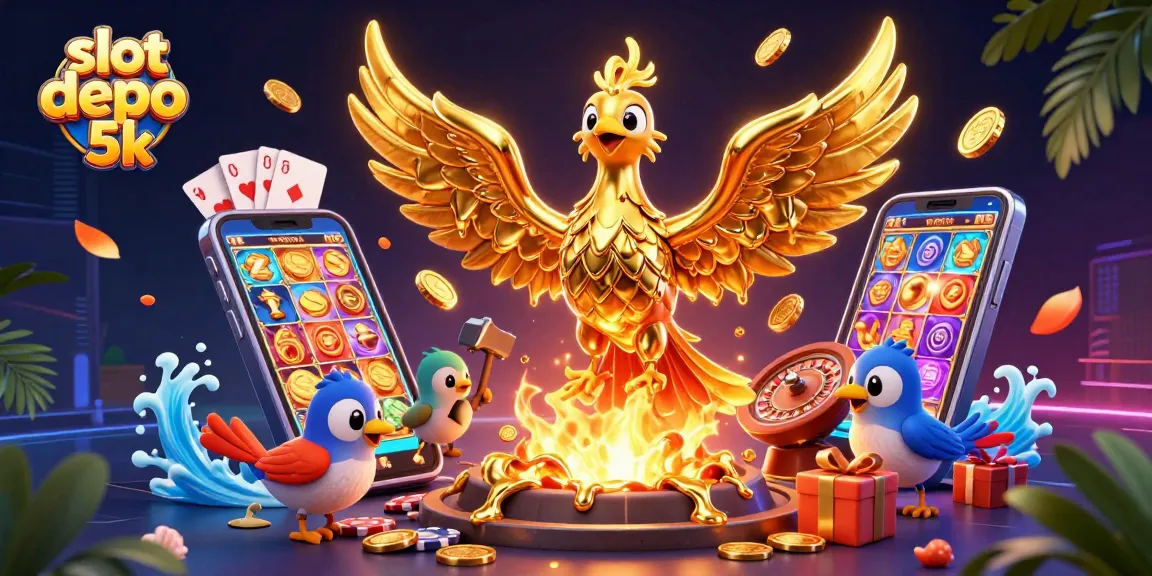Engage with slot depo 5k and enjoy the immersive world of vivid casino elements and fiery golden visuals.