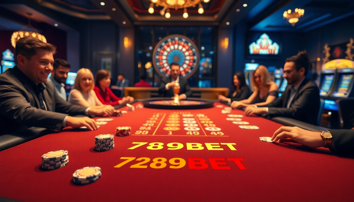 The excitement of blackjack at 789BET with vibrant chips and cards in a luxurious casino setting.