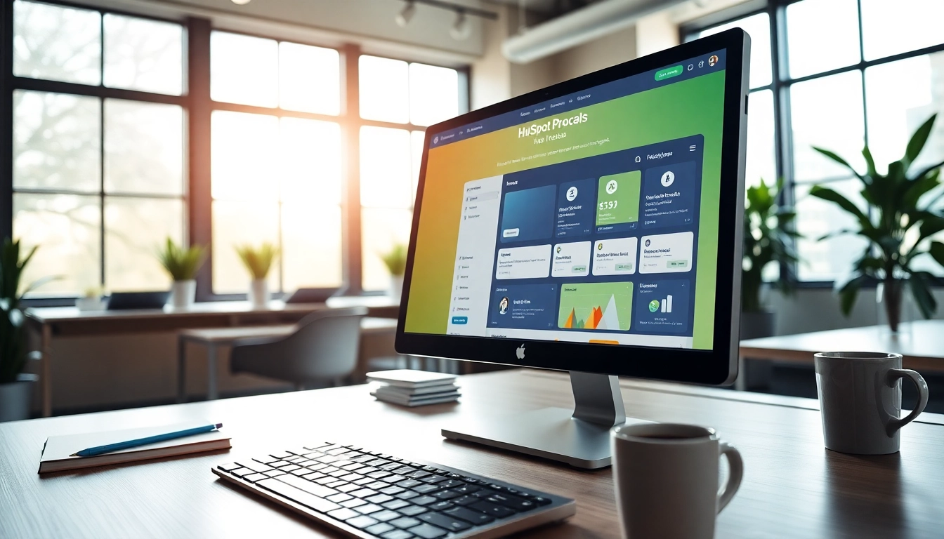Showcase HubSpot free tools in action within a modern office environment.