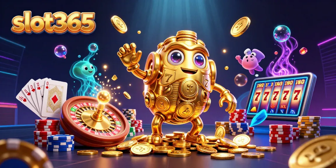 Spin slot365's captivating games with a golden golem and dazzling casino elements
