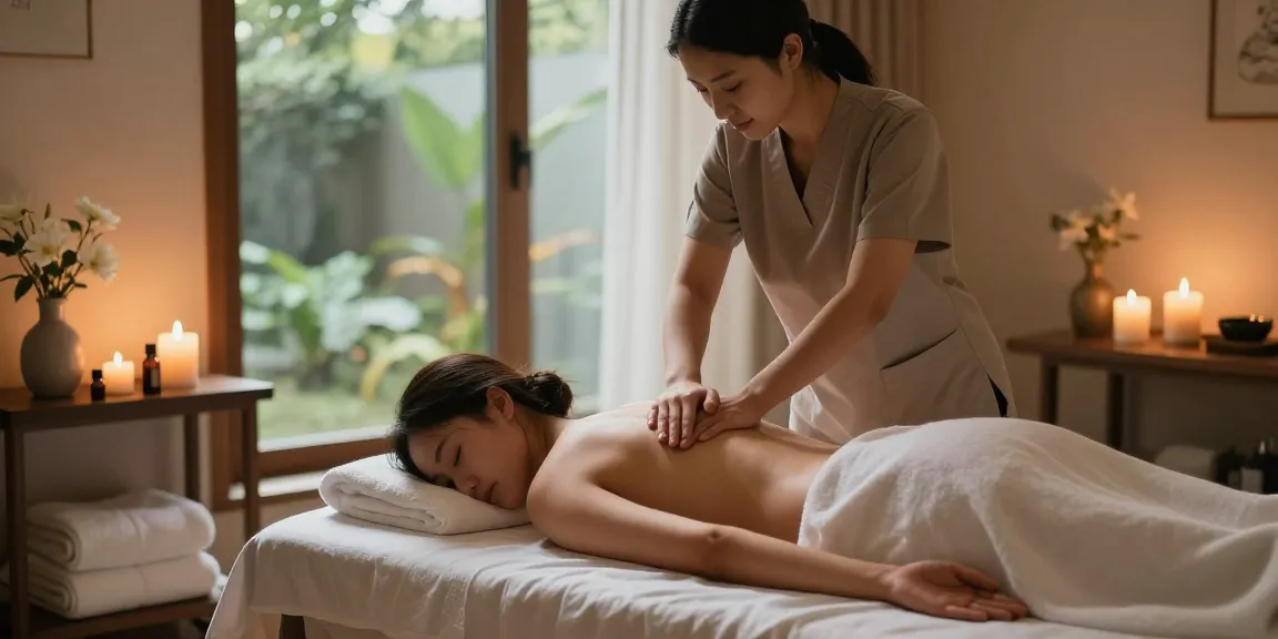 Intimate Swedish massage scene with soothing atmosphere and therapist in action