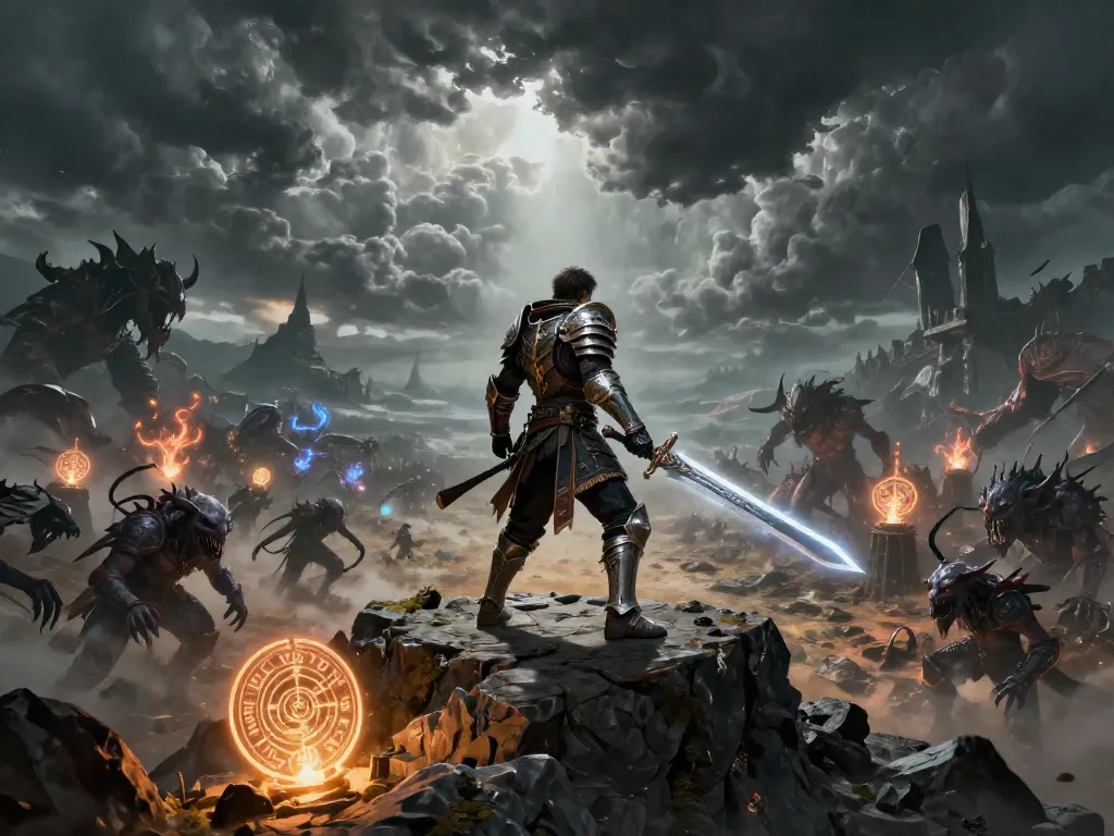 Player character preparing for battle against new ROKOK88 slot monsters in an epic fantasy scene.