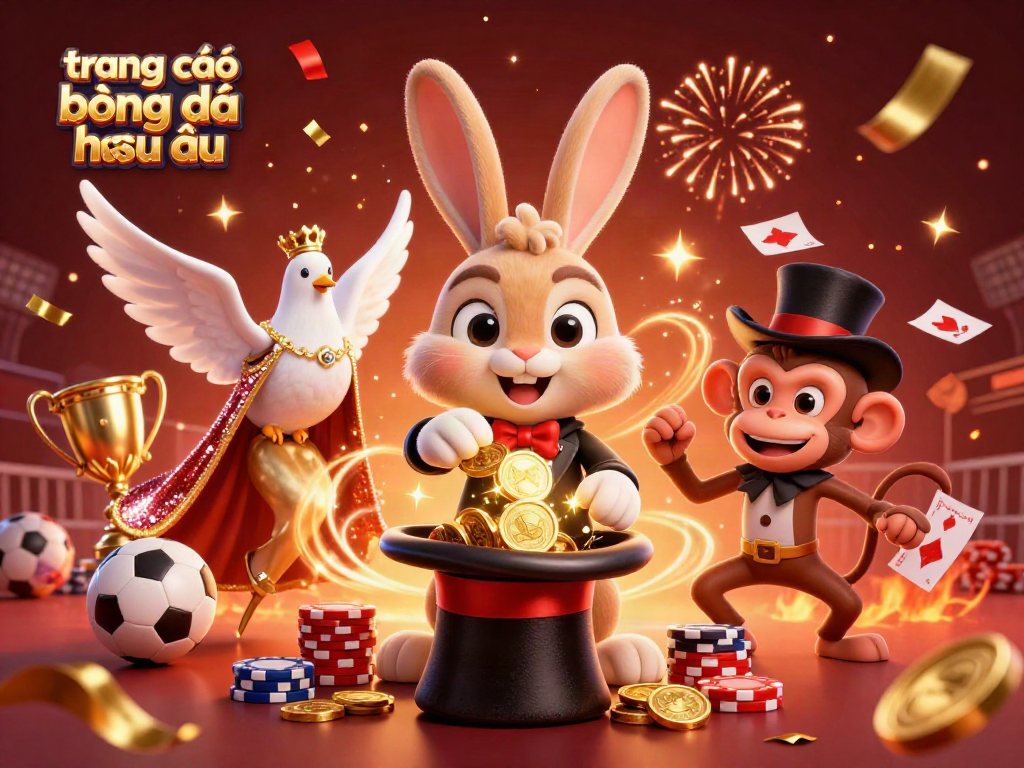 Trang cá độ bóng đá châu âu với hình ảnh chú thỏ pháp sư, chim bồ câu và khỉ nghịch ngợm.