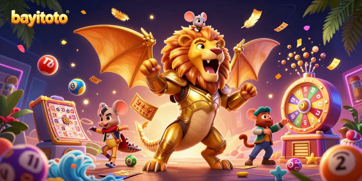 Engage with bayitoto's vibrant lottery games amid a dynamic 3D casino environment.
